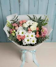 Букет цветов из:  Розы, Лизиантусы и Хризантемы в Подхожее
