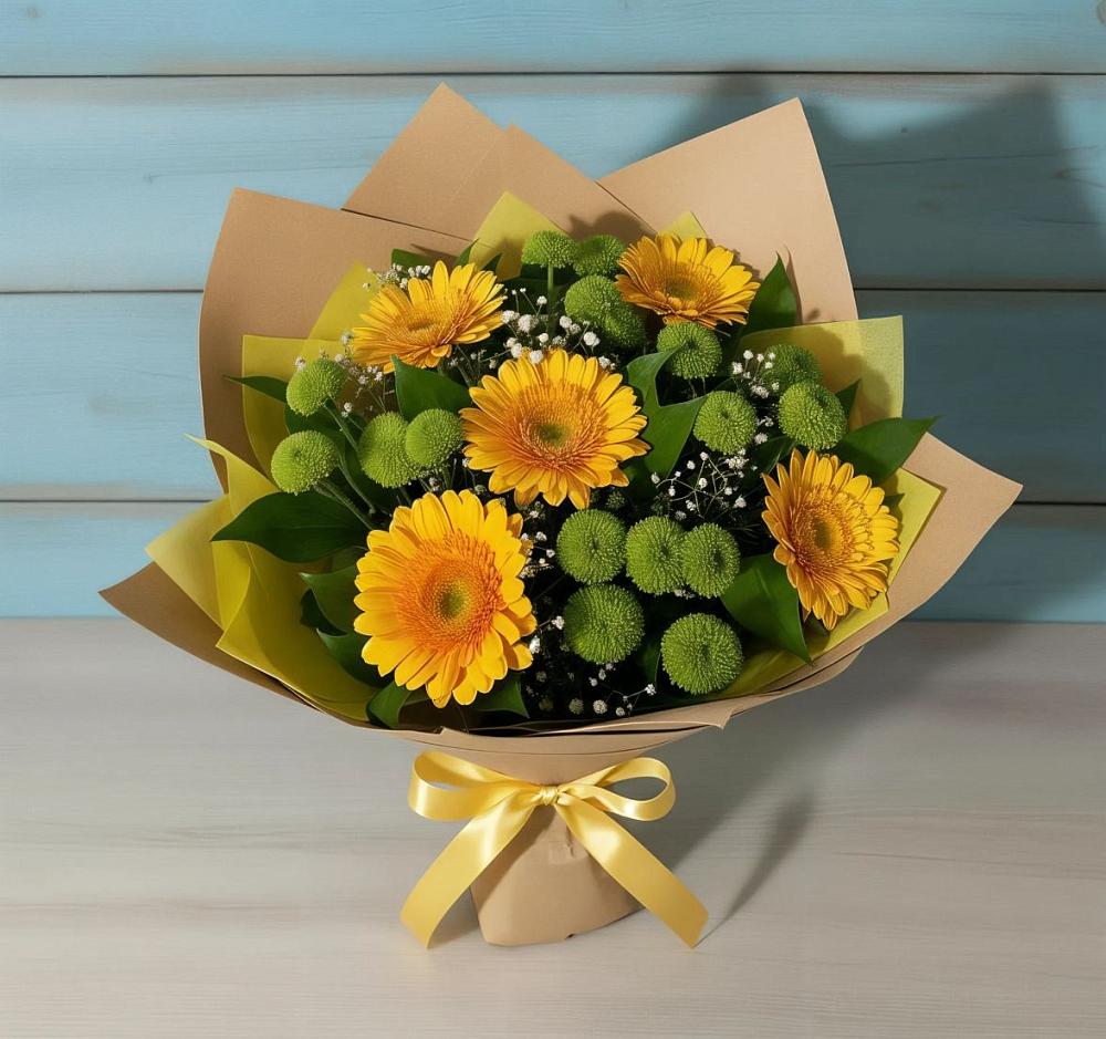 Букет цветов из: Герберы и Хризантемы в Подхожее