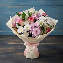Букет цветов из:  Хризантемы, Альстромерии и Розы в Подхожее