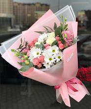 Букет цветов из:  Розы, Лизиантусы и Хризантемы в Подхожее