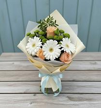 Букет цветов из:  Герберы, Розы и Хризантемы в Подхожее